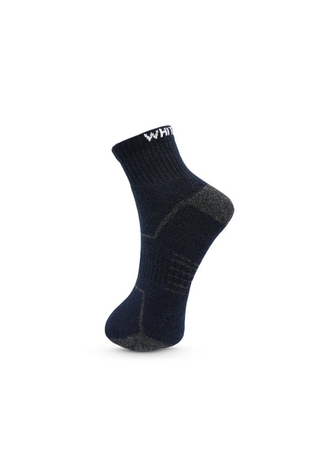 White Leaf 3 Pairs Ankle Socks Soft Cotton Terry Cushioned Moisture-Wicking Antibacterial Free Size Black, Gray and Blue - Image 3